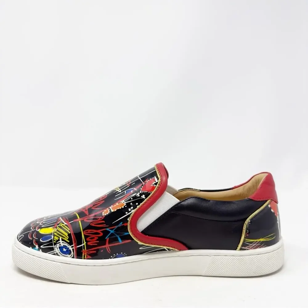 Christian Louboutin Masteralta Loubitag Patent Slip On Sneakers Womens Size 37.5